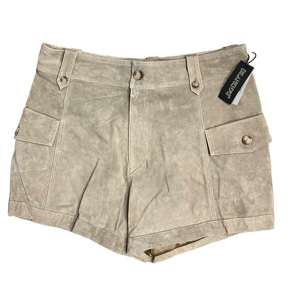 Blank NYC Cargo Suede Tan Shorts 32 Utility High Rise Pockets Fall - Picture 4 of 15